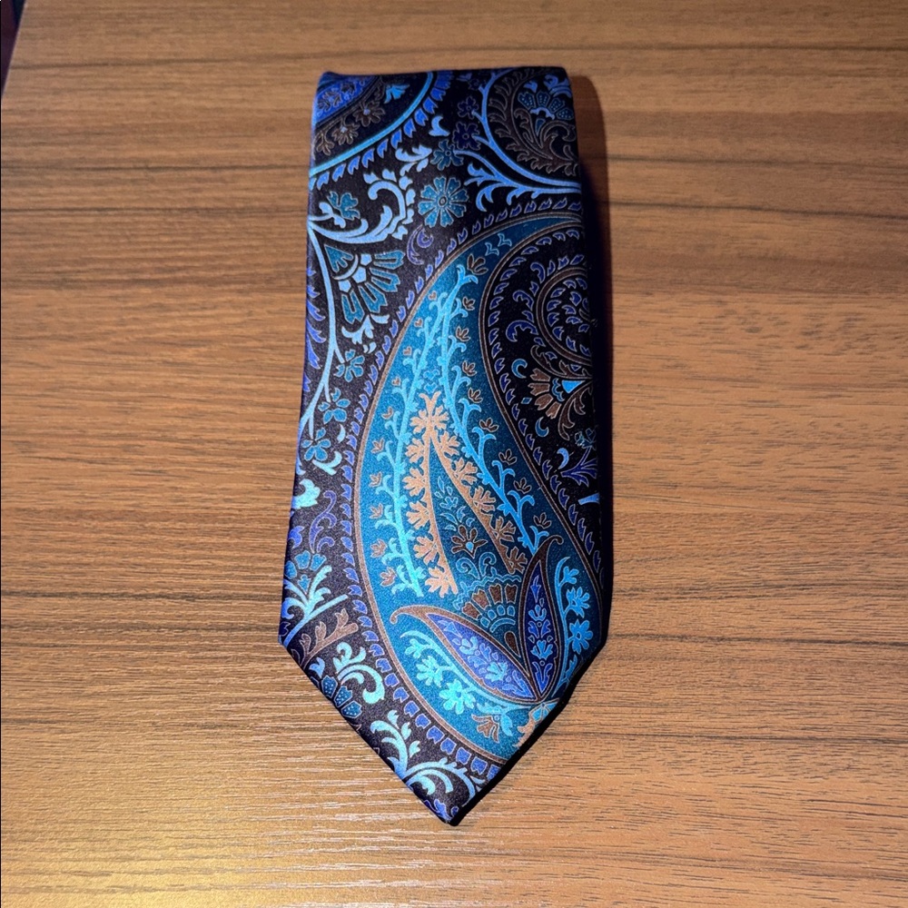 Ermenegildo Zegna Blue and Brown Paisley Tie
